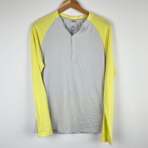 Club Ride Henley Bicycle Jersey Light Gray/Yellow w/ Back Pockets - Size M